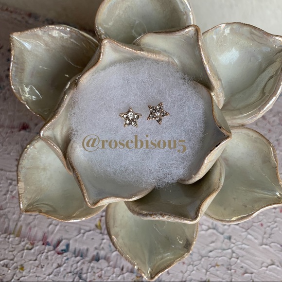 💋🆕Pavé Diamond Rose Gold Star Stud Earrings LAST - Picture 4 of 5